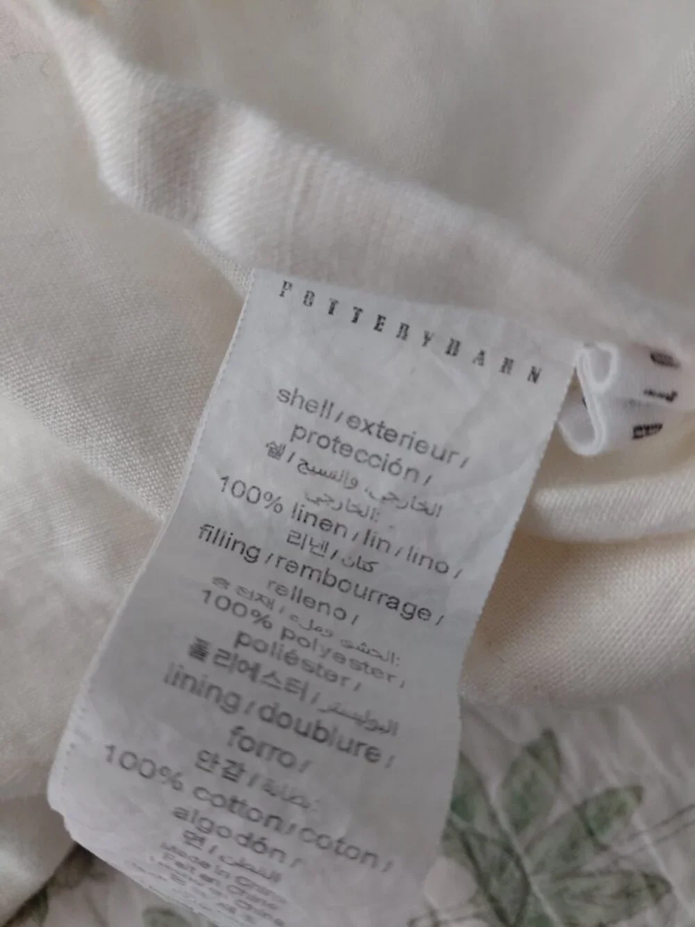 Pottery Barn Linen Quilted Sham Cover 27 x 28 Ivory Cream